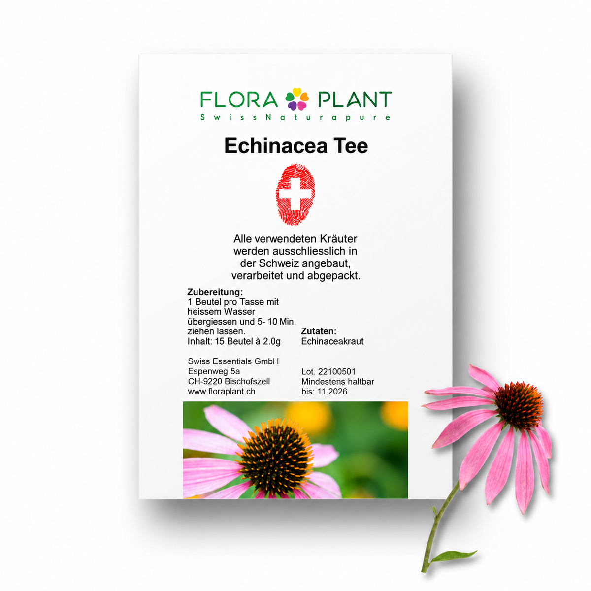 FLORAPLANT – Tisana all'echinacea in bustine, confezione da 15 bustine