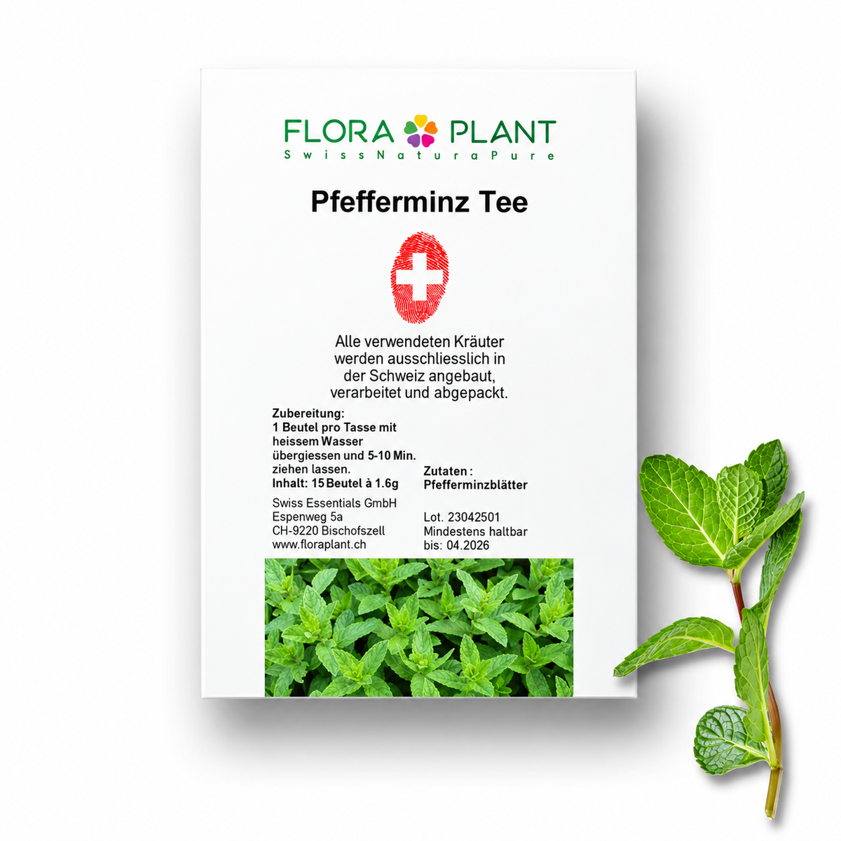 FLORAPLANT – Tisana alla menta piperita in bustine, confezione da 15 bustine